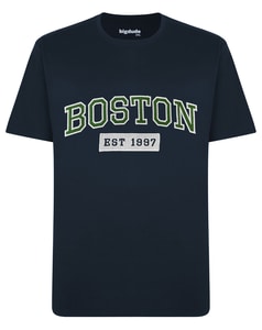Bigdude – T-Shirt „Boston“ mit Applikation, Marineblau